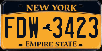 NY license plate FDW3423