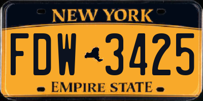 NY license plate FDW3425