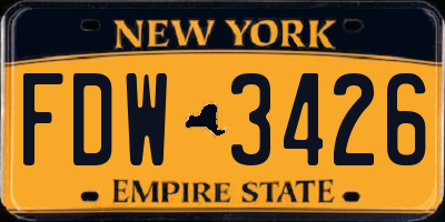 NY license plate FDW3426