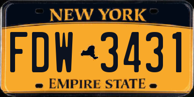 NY license plate FDW3431