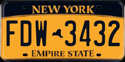 NY license plate FDW3432