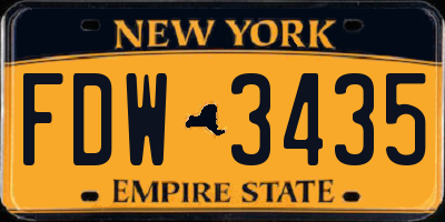 NY license plate FDW3435