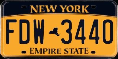 NY license plate FDW3440