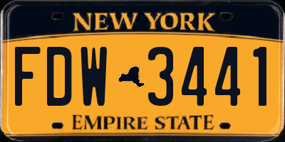 NY license plate FDW3441