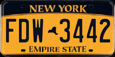 NY license plate FDW3442