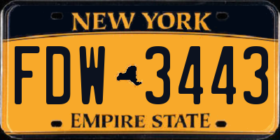 NY license plate FDW3443