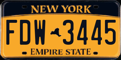 NY license plate FDW3445