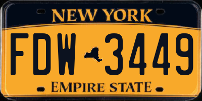 NY license plate FDW3449