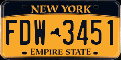 NY license plate FDW3451