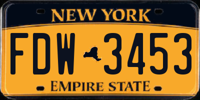 NY license plate FDW3453