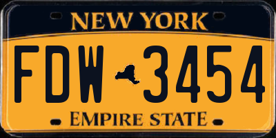 NY license plate FDW3454