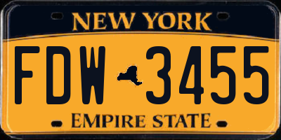 NY license plate FDW3455