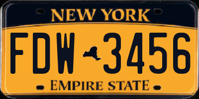 NY license plate FDW3456