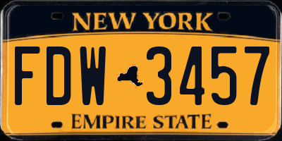 NY license plate FDW3457