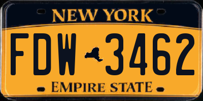 NY license plate FDW3462