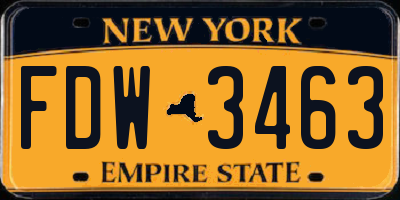 NY license plate FDW3463