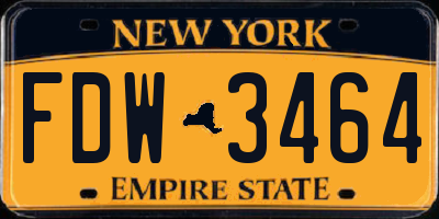 NY license plate FDW3464