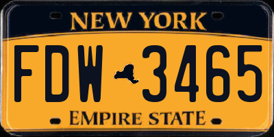 NY license plate FDW3465