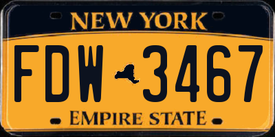 NY license plate FDW3467