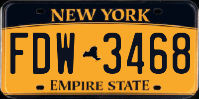 NY license plate FDW3468