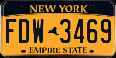 NY license plate FDW3469