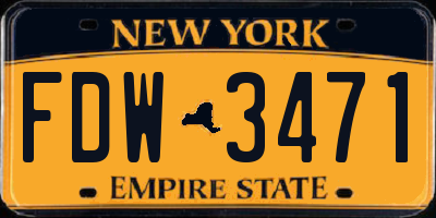 NY license plate FDW3471