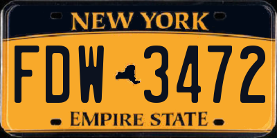 NY license plate FDW3472