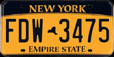 NY license plate FDW3475