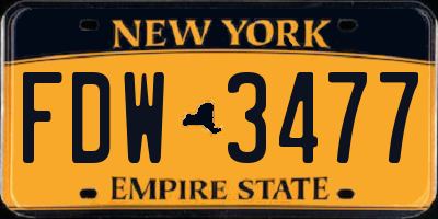 NY license plate FDW3477