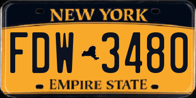 NY license plate FDW3480