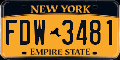 NY license plate FDW3481