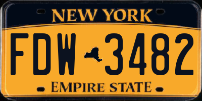 NY license plate FDW3482