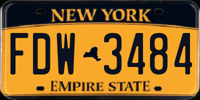 NY license plate FDW3484