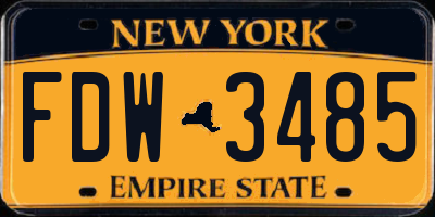 NY license plate FDW3485