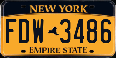 NY license plate FDW3486