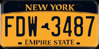 NY license plate FDW3487