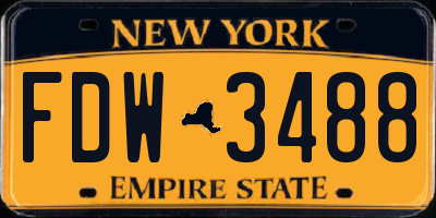 NY license plate FDW3488