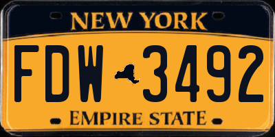 NY license plate FDW3492