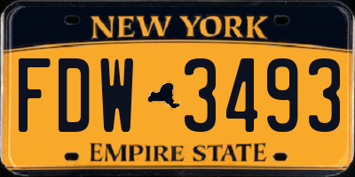 NY license plate FDW3493