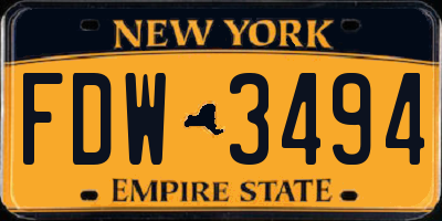 NY license plate FDW3494