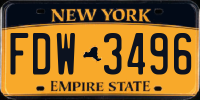NY license plate FDW3496