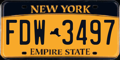 NY license plate FDW3497