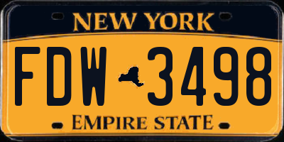 NY license plate FDW3498