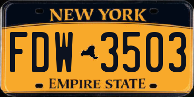 NY license plate FDW3503