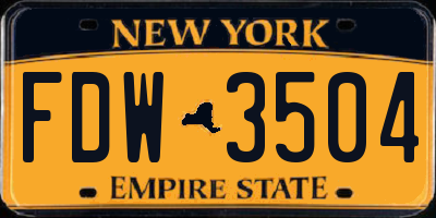 NY license plate FDW3504