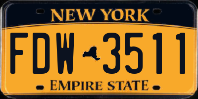 NY license plate FDW3511