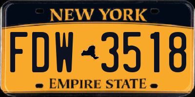 NY license plate FDW3518