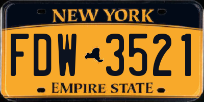NY license plate FDW3521