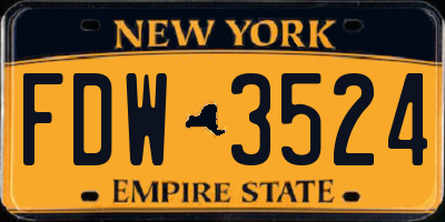 NY license plate FDW3524