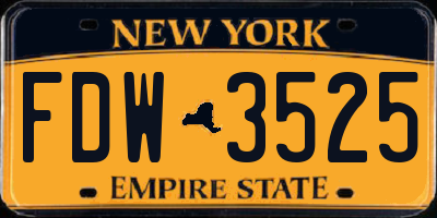 NY license plate FDW3525